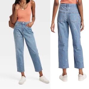 Universal Thread Vintage Straight Leg Embroidered Jeans Stretch Plus Size 18/34S